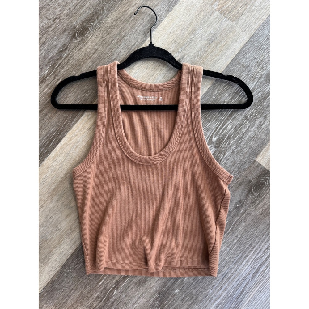 Abercrombie & Fitch Ribbed Crop Tank Women Size M Brown Soft A&F Essentials
